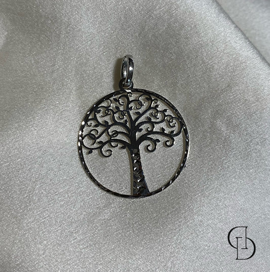 Large Tree of Life Pendant - White gold